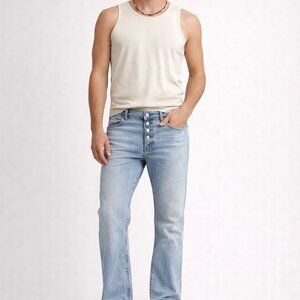 Cleo & Wolf High Rise Bootcut Lightwash Jeans Size 34 x32 Festival Bohemain